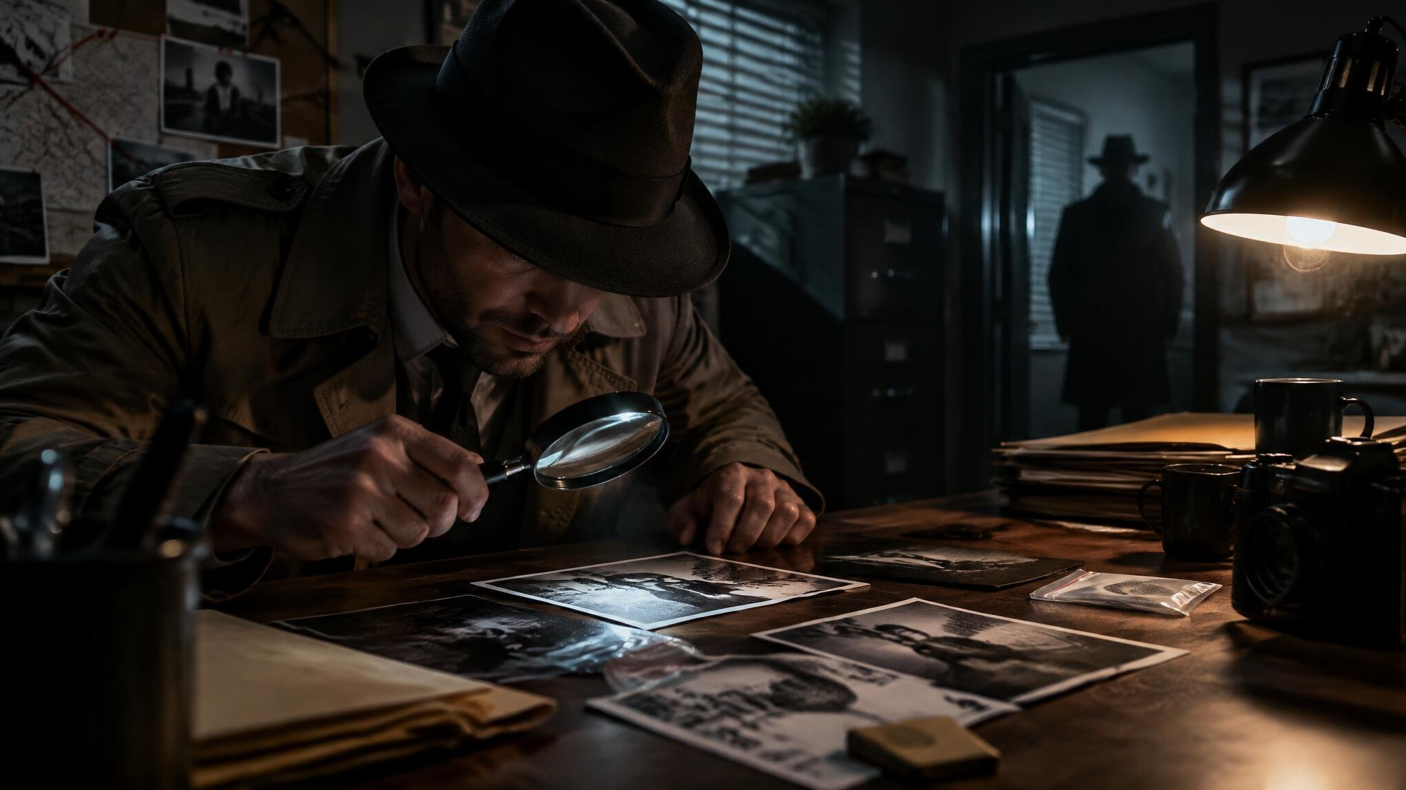 detective searching clues