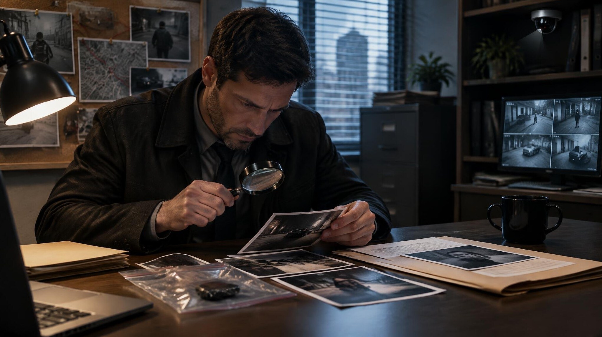 detective examining evidence